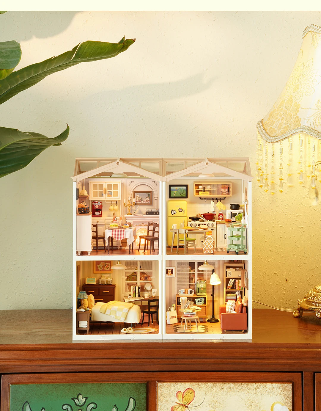 Robotime DIY Miniature Dollhouse Kit Supply Store with LED Lights Birthday Gift Adults Teens