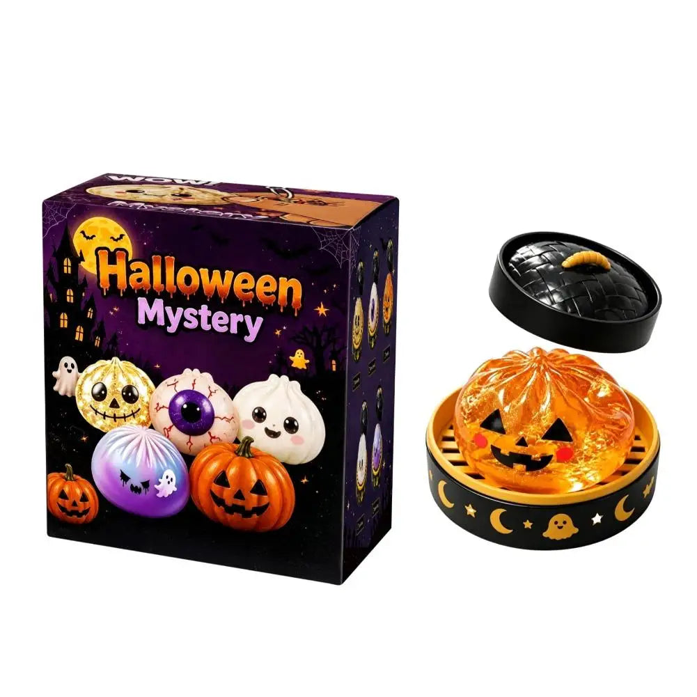 5.5 cm Halloween Dumpling Squishy Toy in Steamer, Slow-Rising Squeeze Toy