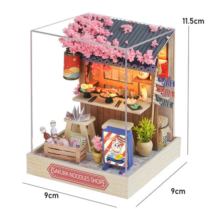 Kitten Mini Dollhouse 3D Puzzle Assembly Kit Creative Bedroom Decor with Furniture Wooden Craft Gift