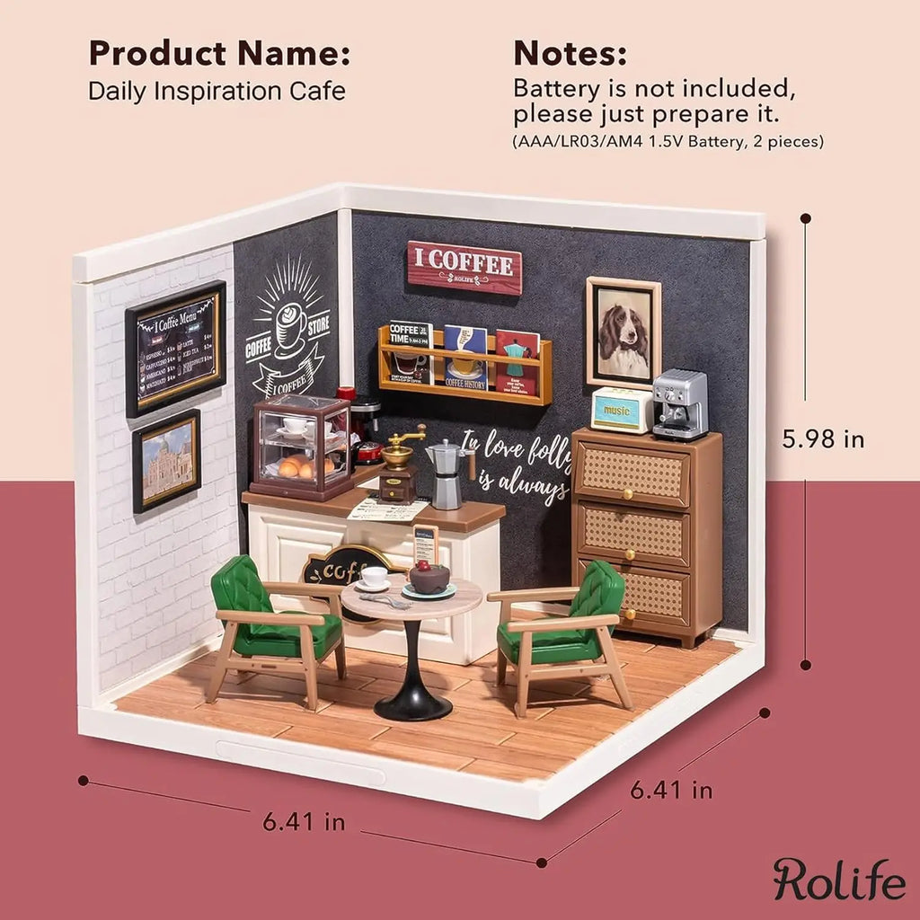 Robotime Mini Dollhouse Kit 1:20 Fruit Store Cafe with LED Lights DIY Gift for Teens Adults