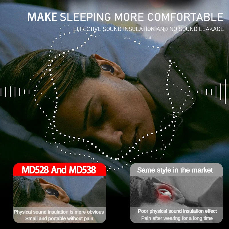 SK Sleep Headphones Bluetooth 5.3 Ultra-Thin Invisible Wireless Earbuds Waterproof Sport Button Control