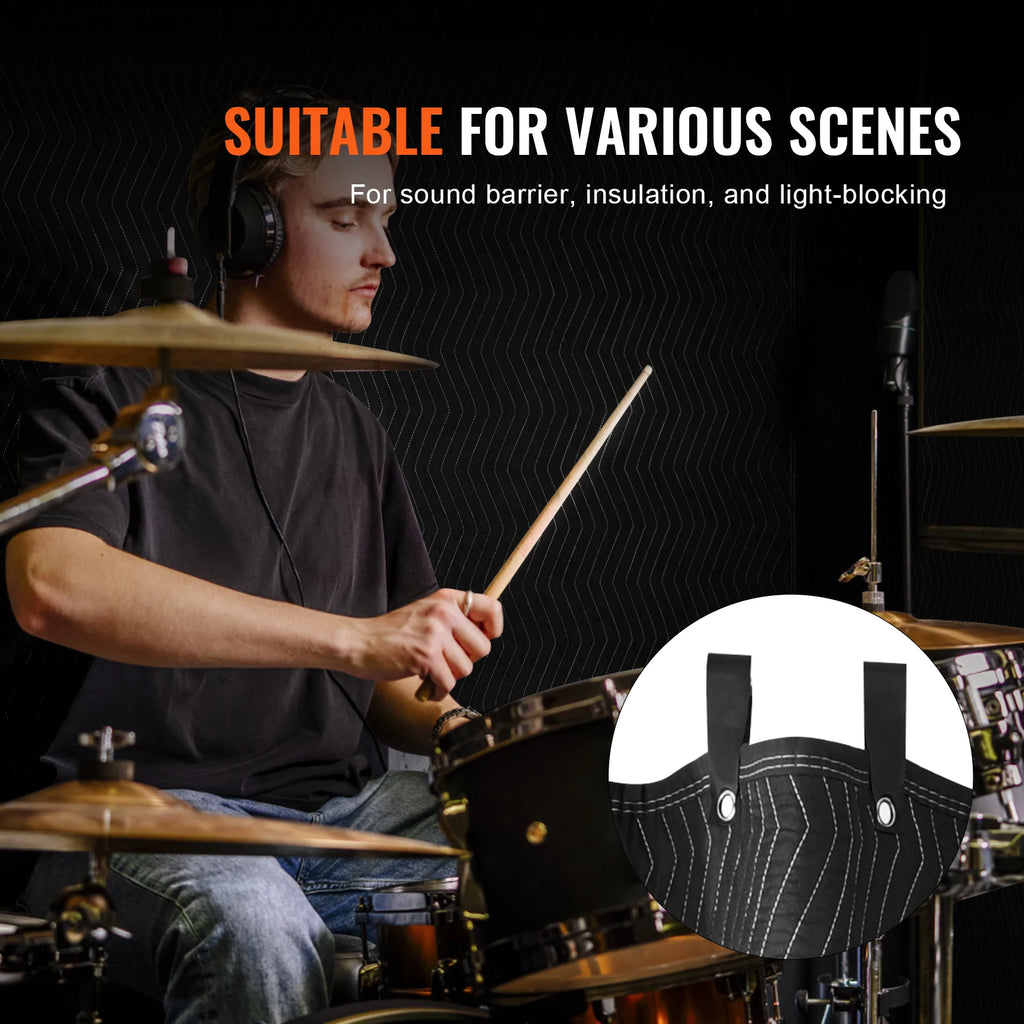 SucceBuy 96x80 Acoustic Noise Blocking Sound Dampening Blanket Light Blocker Studio Door Grommeted