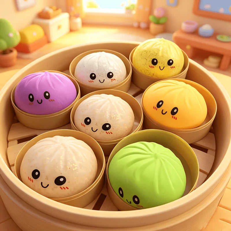 2026 New Style Simulated Super Soft Steamed Bun Gift Cute Squishy Squeeze Desk Decor for Anxiety Relief Fluffy Slow Rebound Squishies Pocket Stress Helper