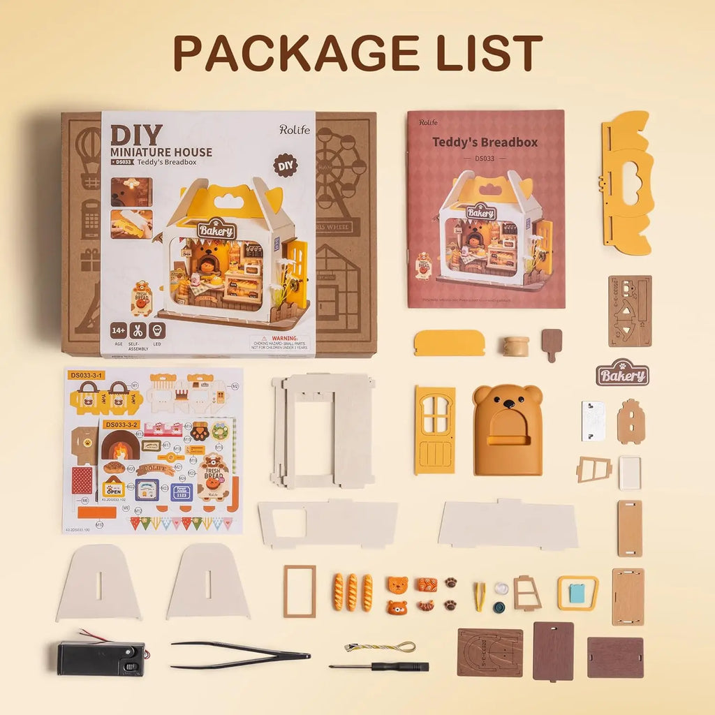 Robotime Rolife Food Box Shop DIY Miniature Dollhouse Kit with LED Diorama Building Set Gift Adults