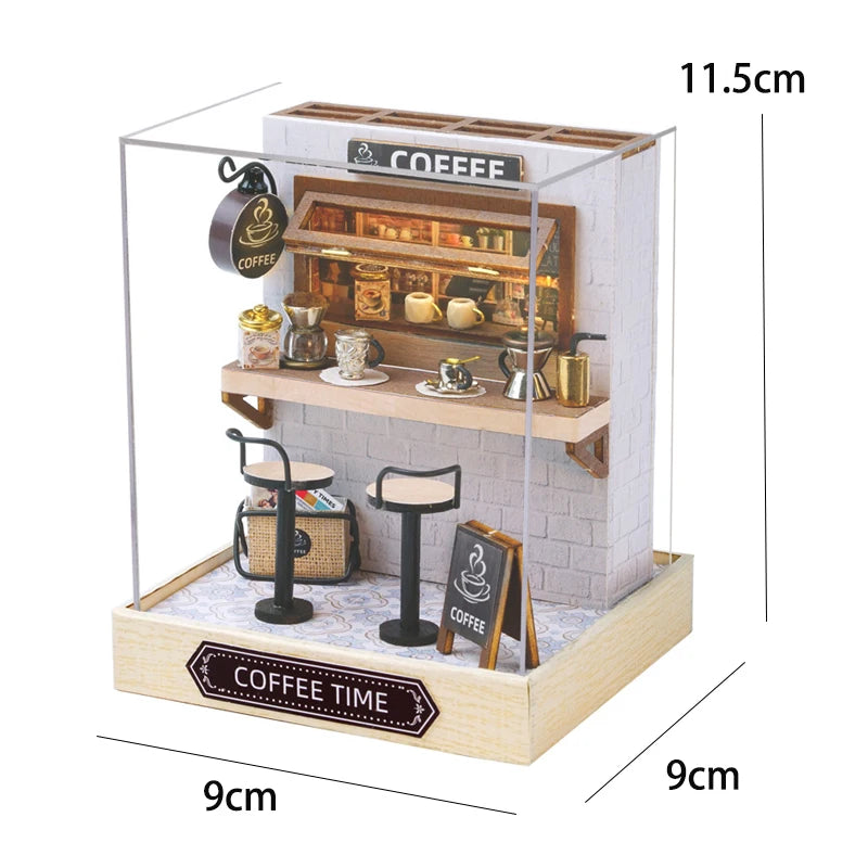 Kitten Mini Dollhouse 3D Puzzle Assembly Kit Creative Bedroom Decor with Furniture Wooden Craft Gift