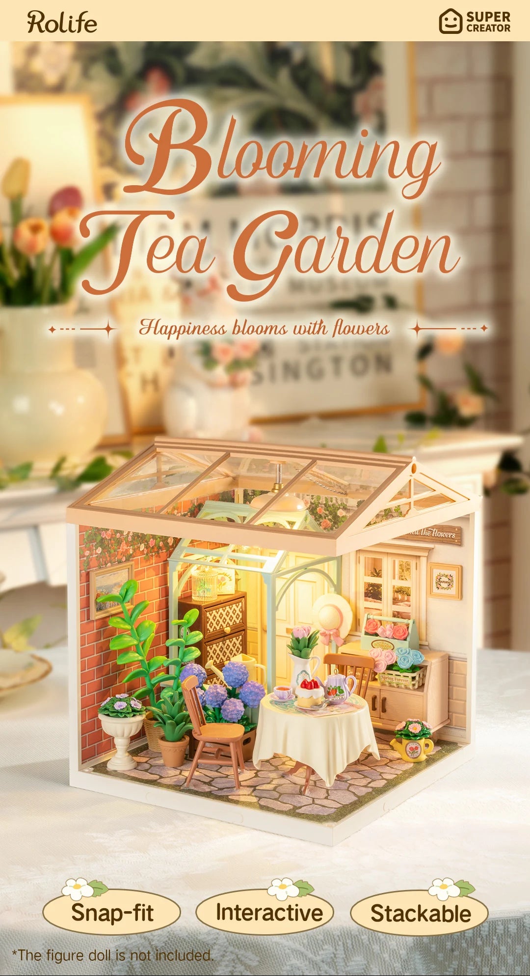 Robotime DIY Miniature Dollhouse Kit Supply Store with LED Lights Birthday Gift Adults Teens