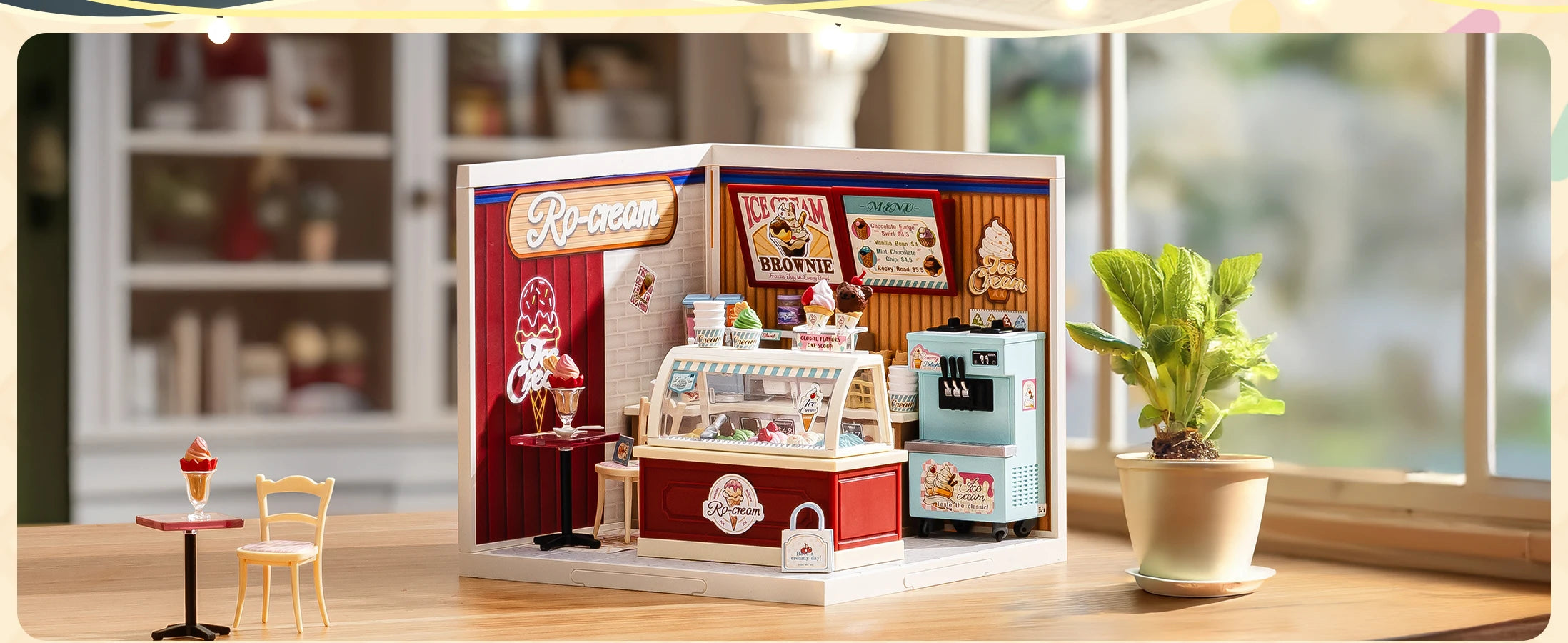 Robotime Rolife Super Creator Tasty Cake Shop DIY Miniature Dollhouse Building Blocks Gift for Kids