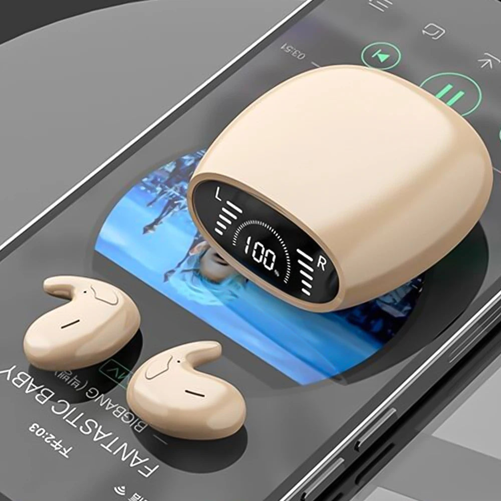 SK Sleep Headphones Bluetooth 5.3 Ultra-Thin Invisible Wireless Earbuds Waterproof Sport Button Control