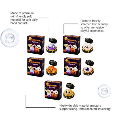 5.5 cm Halloween Dumpling Squishy Toy in Steamer, Slow-Rising Squeeze Toy