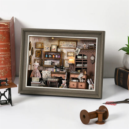 Robotime Book Nook Kit Tailor's Shop DIY Wooden Puzzle Bookshelf Insert Decor Gift for Adults Teens