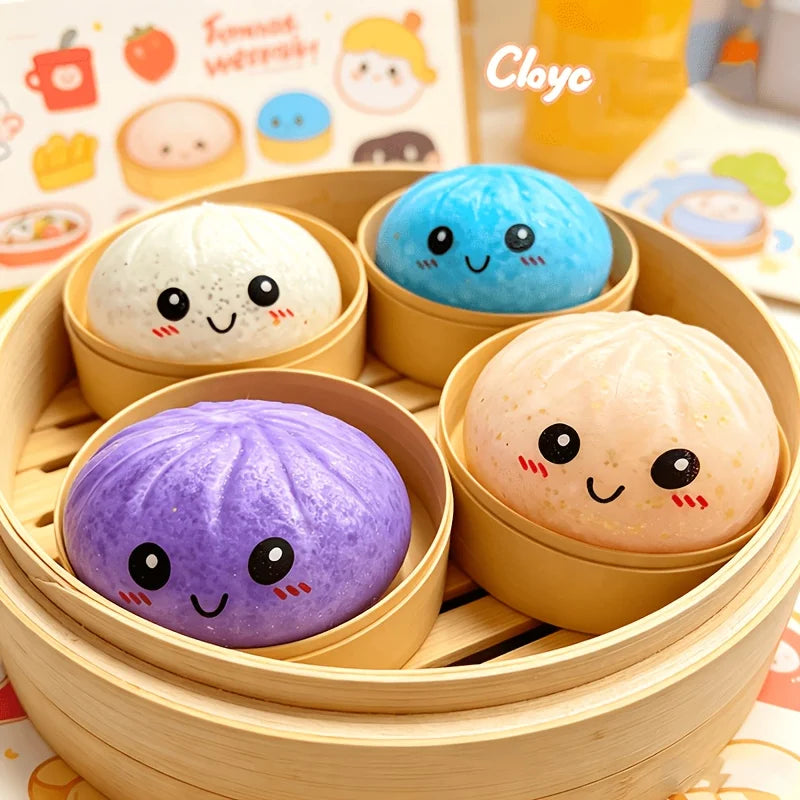 2026 New Style Simulated Super Soft Steamed Bun Gift Cute Squishy Squeeze Desk Decor for Anxiety Relief Fluffy Slow Rebound Squishies Pocket Stress Helper