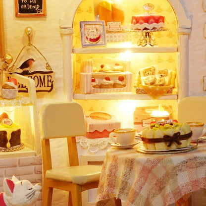 Kitten Mini Dollhouse 3D Puzzle Assembly Kit Creative Bedroom Decor with Furniture Wooden Craft Gift
