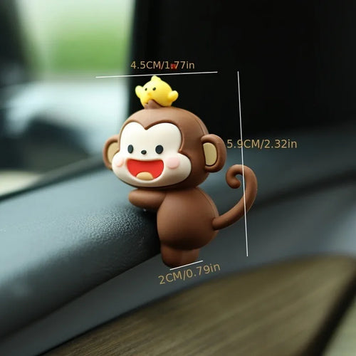 1/2pcs Cute Mini Monkey Car Pendant - PVC material, suitable for rearview mirror and dashboard decoration