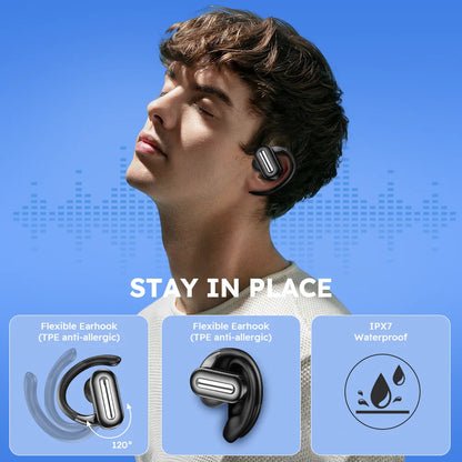 Bluetooth Earphones IPX7 Waterproof TWS Wireless Earbuds 20H Playtime Dual Wear Sport Swimming