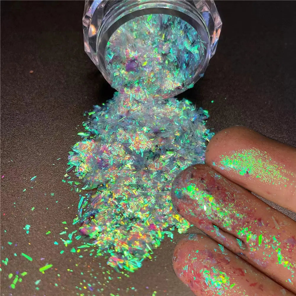 1jar Plating Aurora Chrome Nail Powder High-Gloss Moonlight Mirror Fine Glitter Pigment Aurora Pearl  Rubbing Dust Chrome Nails