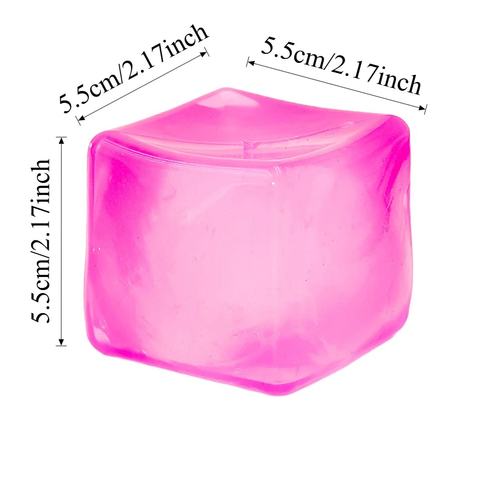Ice Cube Squishy Fidget Toy Soft Sensory Squeeze 1pc Orange Pink Purple Blue