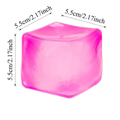 Ice Cube Squishy Fidget Toy Soft Sensory Squeeze 1pc Orange Pink Purple Blue
