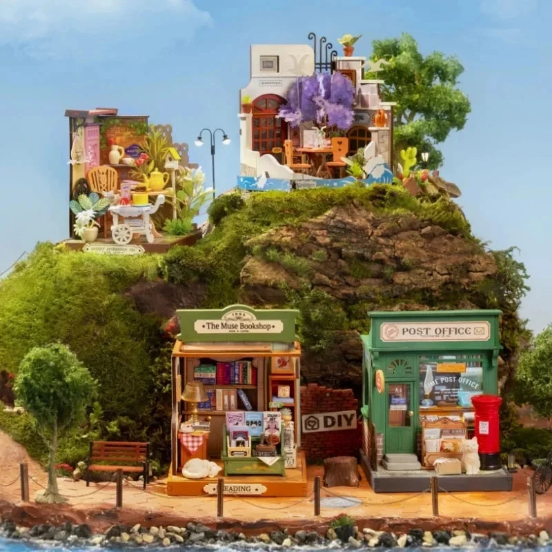 Robotime Rolife Miniature Dollhouse Kit for Kids Girls Wooden Toy Building Set Family Gift 4 Designs