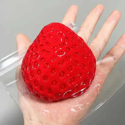 Glossy Simulation Strawberry Maltose Squeeze Toy, Shiny Soft TPR Slow Rebound Squishy Fidget Toy, Stretchable Anxiety Relief Decompression Toy for Kids & Adults, Office Home Stress Relief, Party Favors & Cute Fruit Gifts