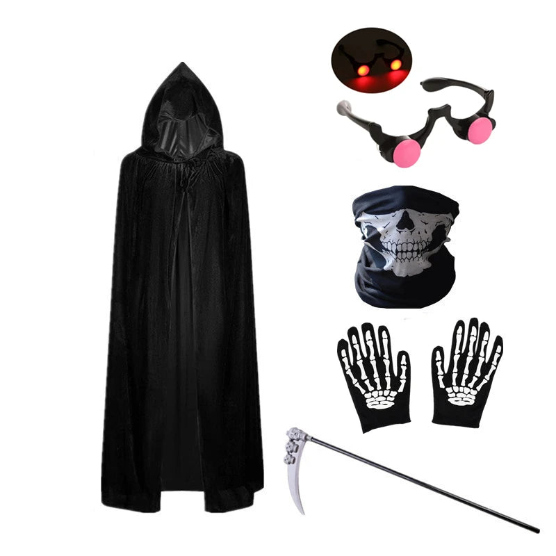 Kids’ Grim Reaper Halloween Costume – Red-Eye Design