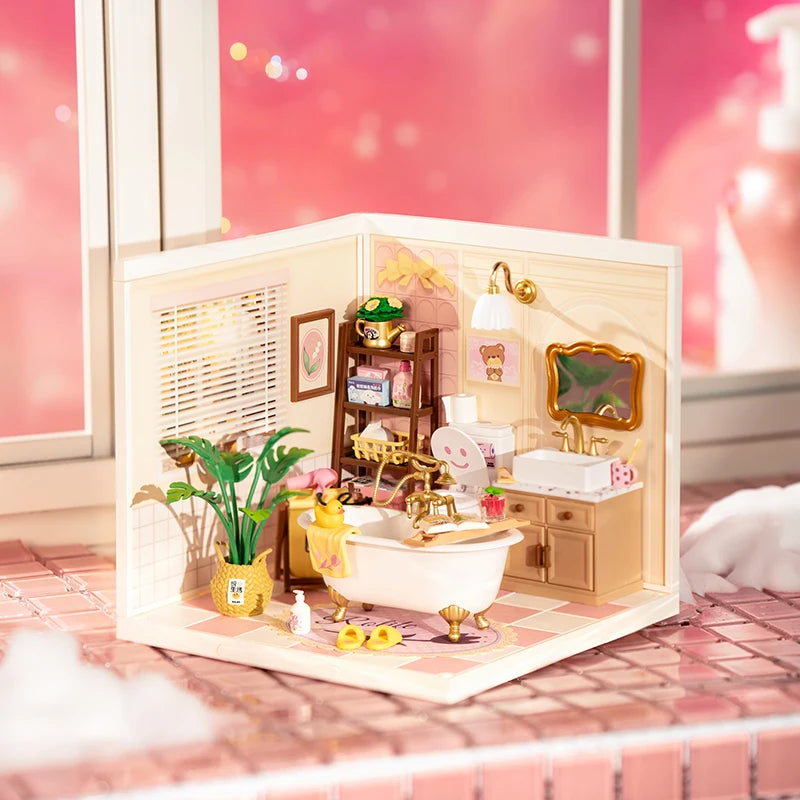 Robotime DIY Miniature Dollhouse Kit Supply Store with LED Lights Birthday Gift Adults Teens