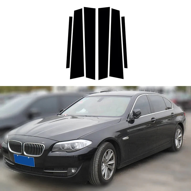 1Set Black Car Door Window Pillar Posts Molding Cover Trim Kit for BMW 5 Series F10 F11 F07 2010-2015 2016
