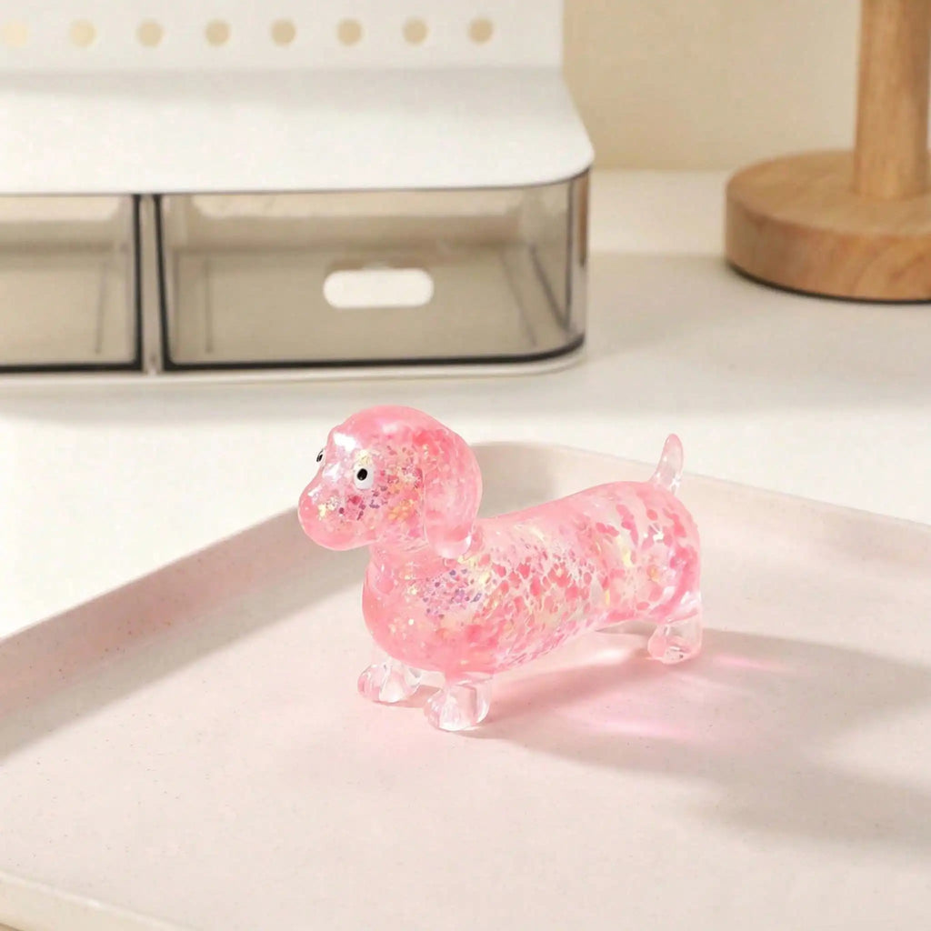 Creative Sparkling Powder Sausage Dog Pinch Soft Maltose Texture Stress Relieving Toy Slim Fingertip Toy for Kids Office Worker