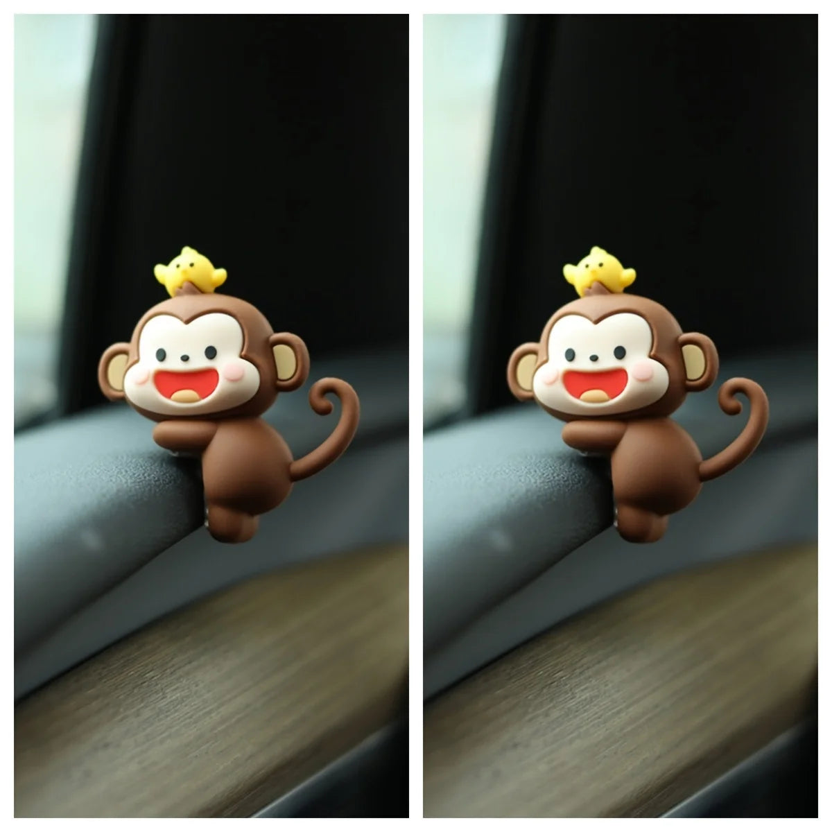1/2pcs Cute Mini Monkey Car Pendant - PVC material, suitable for rearview mirror and dashboard decoration
