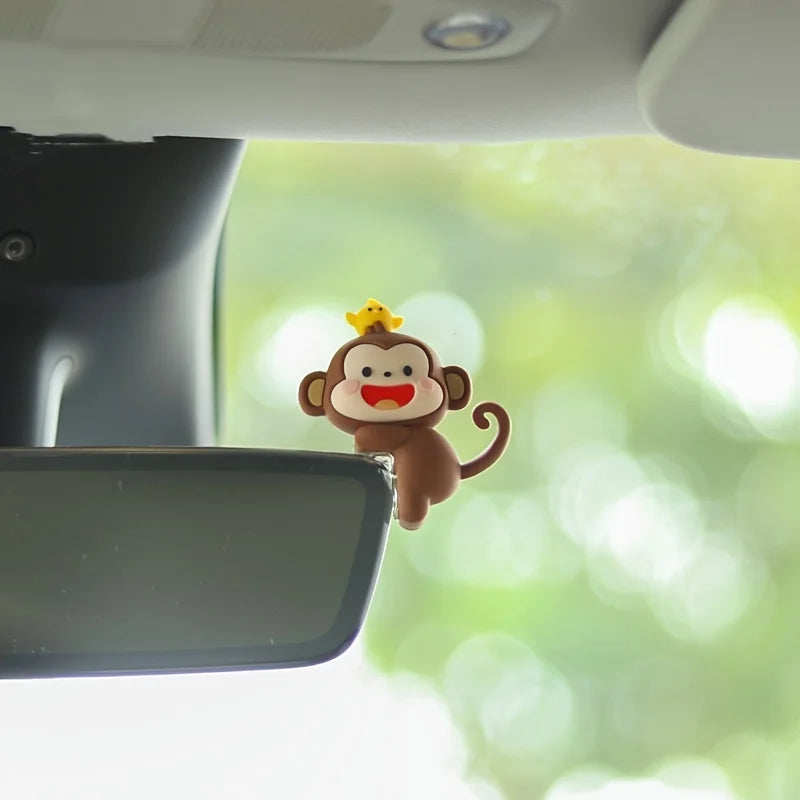 1/2pcs Cute Mini Monkey Car Pendant - PVC material, suitable for rearview mirror and dashboard decoration
