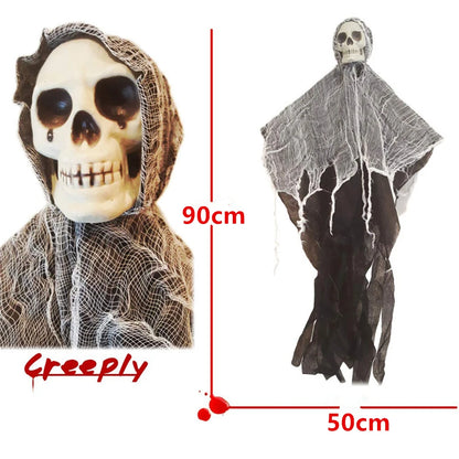 Halloween Decorations – Hanging Skull Ghost or White Spider Web