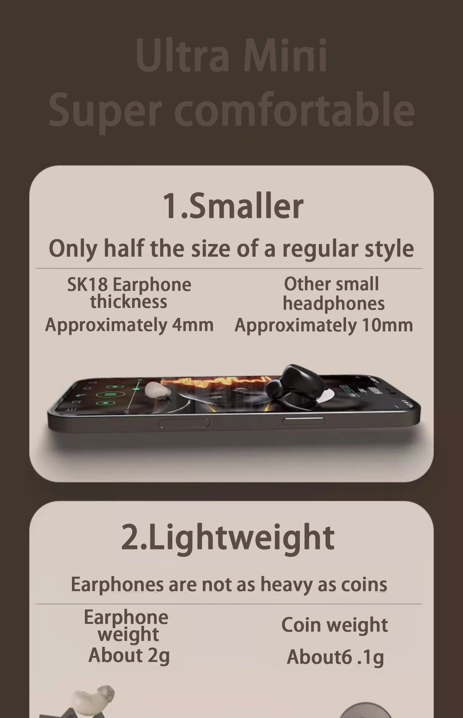 SHUKE SK19 Mini Invisible Earbuds Bluetooth 5.3 – Sleep & Sport, IPX5 Waterproof, 480H Standby