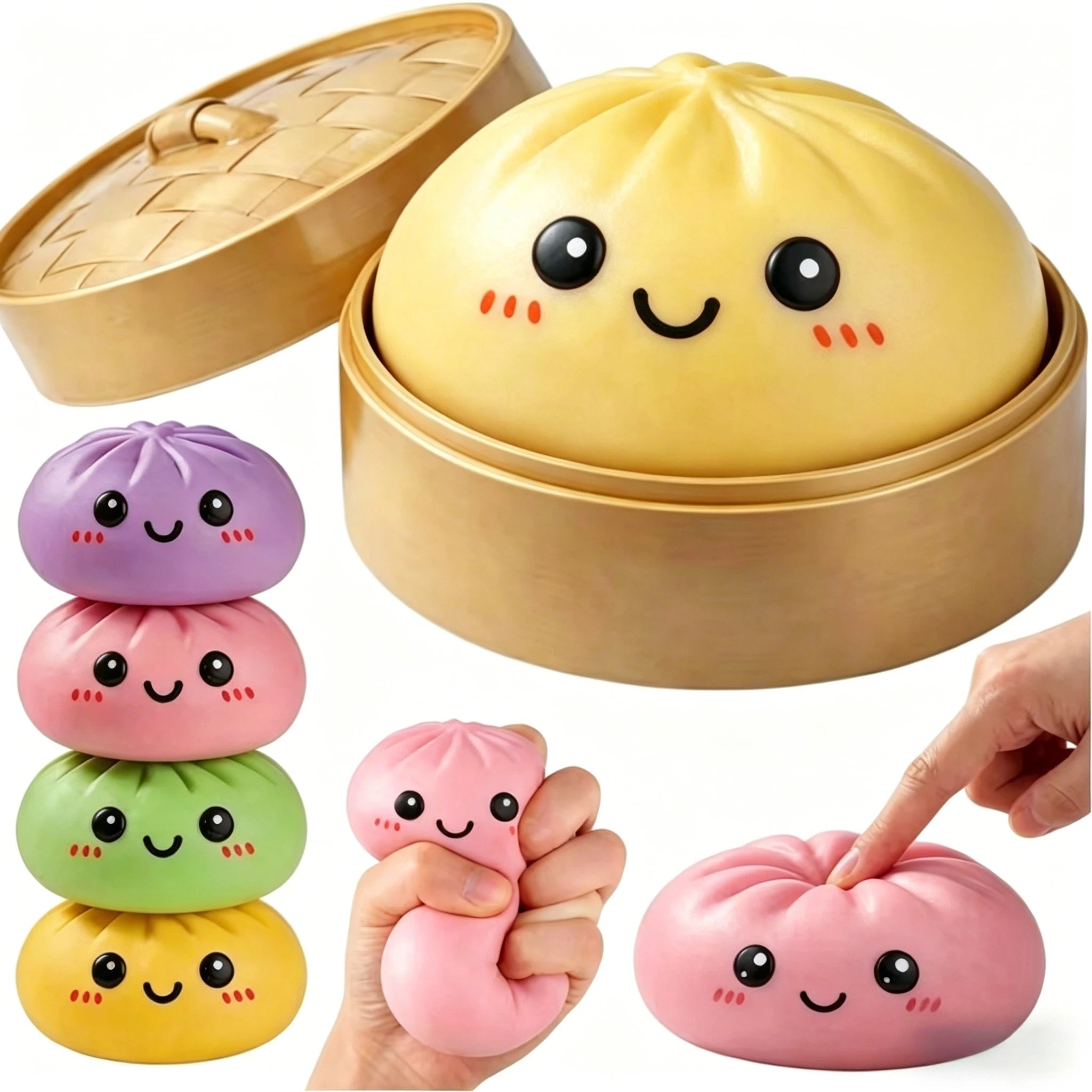 Dumpling Squishies Toy, Dumpling Squishy Mystery Box, Giant Squishies Stress Relief Toy, Super Soft Slow Rising Fidget Sensory Toys for Easter Basket Stuffers, Parties, Classroom Prizes Adults Kids.