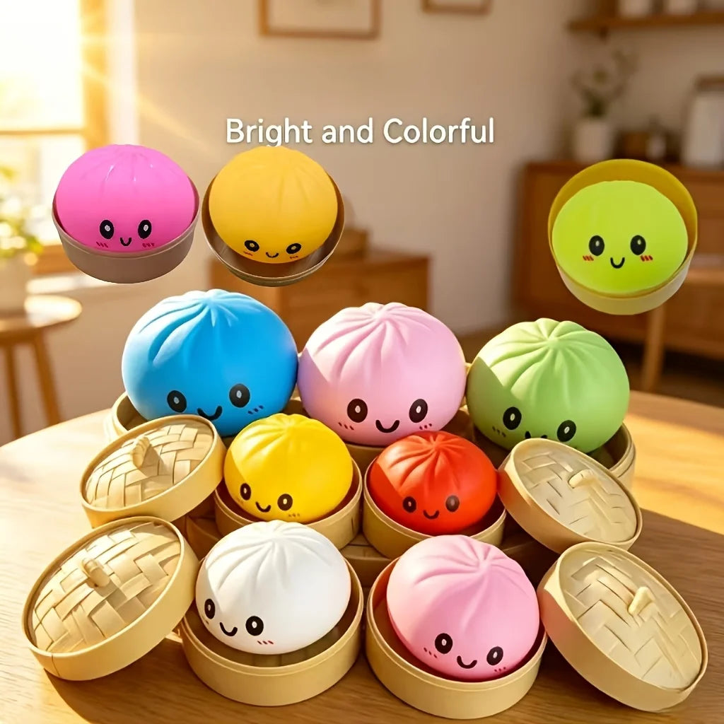 Novelty Items & Bachelorette Party Favors, Soft Steamed Bun Toys with Cute Facial Expressions, Stress Relief Gifts Cute Squishy Squeeze Desk Decor for Anxiety Relief Fluffy Slow Rebound Squishies Pocket Stress Helper