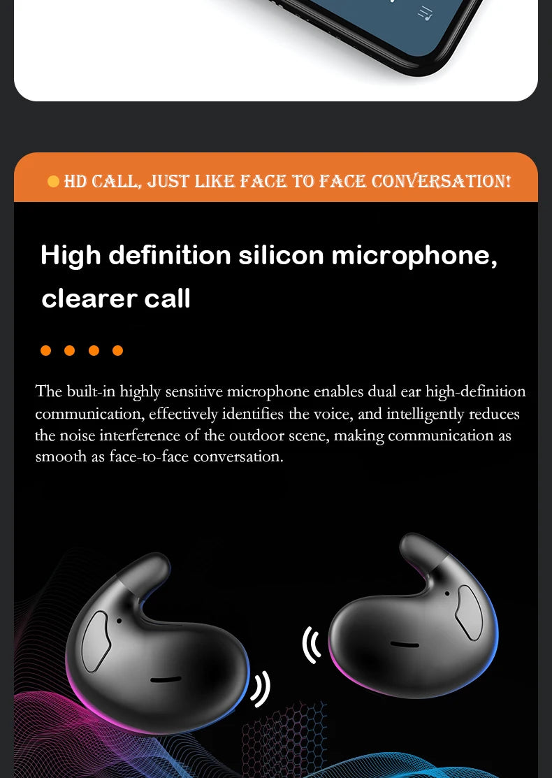 SK Sleep Headphones Bluetooth 5.3 Ultra-Thin Invisible Wireless Earbuds Waterproof Sport Button Control