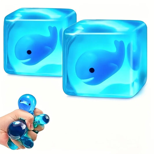 Squishy Ocean Cube | Fun blue slow-rising squishy toys, school rewards, squeezeable for stress relief, portable relaxing fidget squeezers, ideal for Easter, Valentine's Day and Christmas; random colors and styles