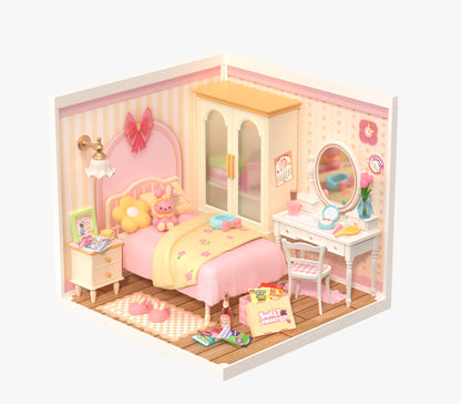Robotime Rolife 3D Puzzle Lovely Pink Bedroom DIY Miniature House Kit Building Blocks Gift Girls Kids