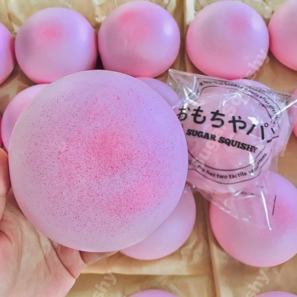 Squishy Simulated Pink Buns Squeeze Toy Soft Stress Relief Slow Rising Sensory Fidget for Anxiety ADHD Autism Gifts for Kids