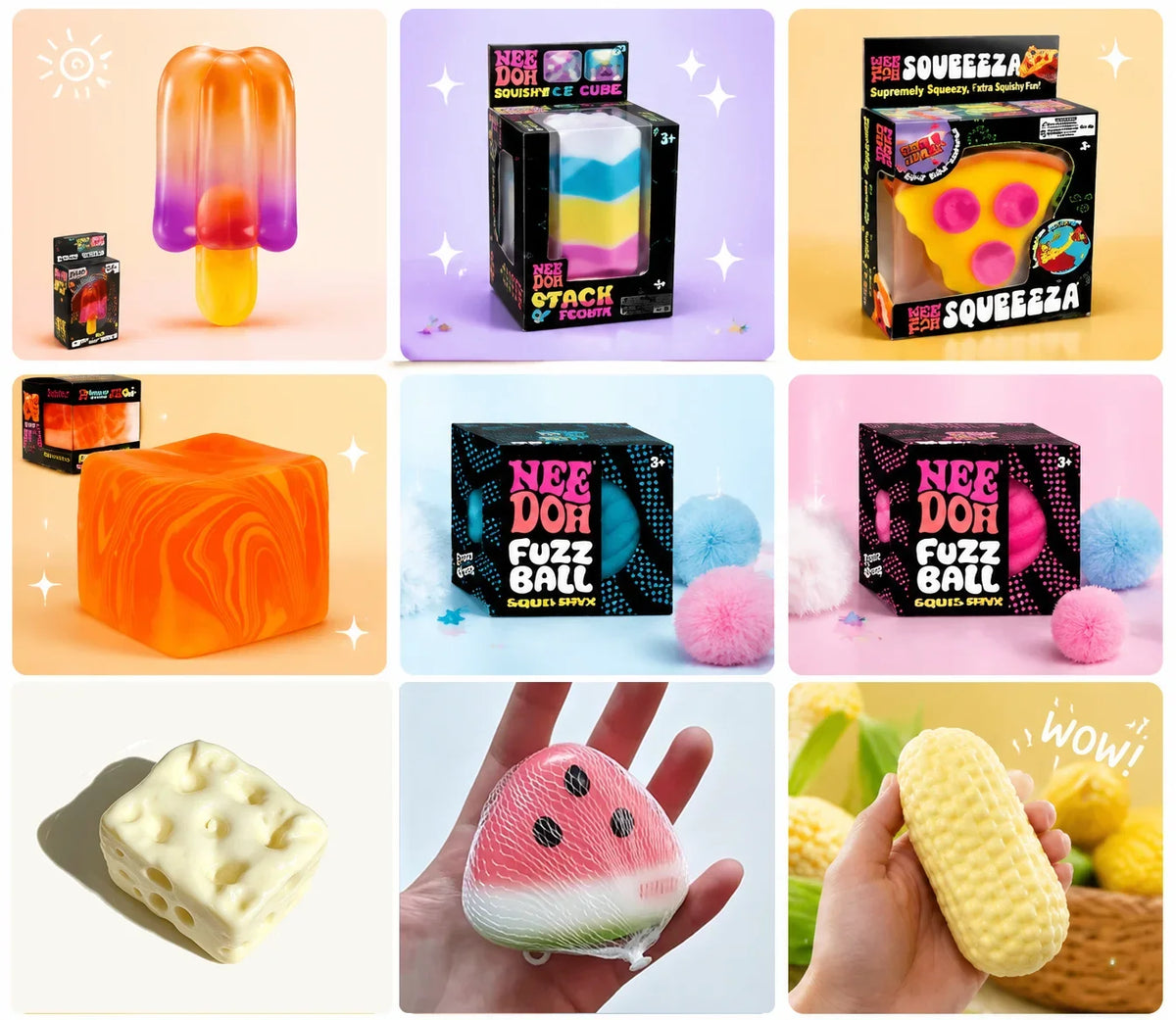 100+Pcs Squishy Blind Box Toys Assorted Slow Rebound Fidget Toy Set Stress Relief Sensory Toys Axolotl Gift for Kids Party