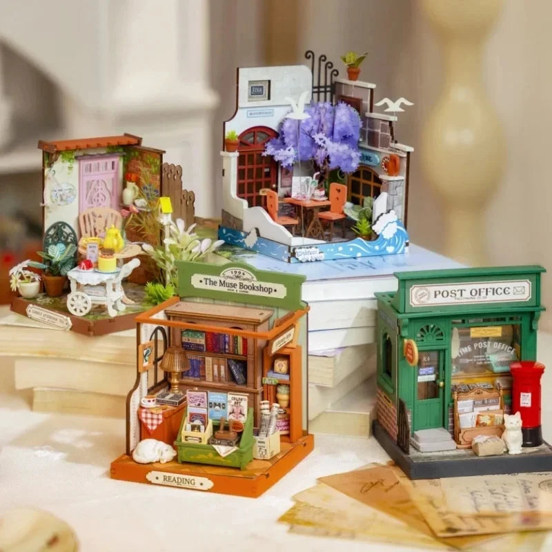 Robotime Rolife Miniature Dollhouse Kit for Kids Girls Wooden Toy Building Set Family Gift 4 Designs