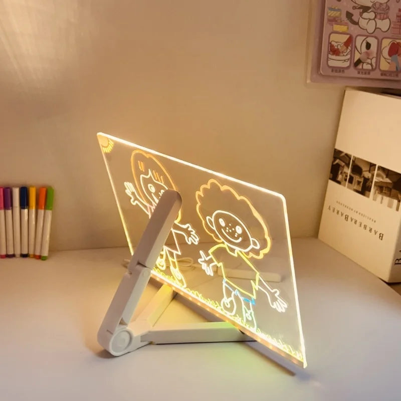 LED Light Up Doodle Pad Reusable Erasable Fluorescent Drawing Board Kids Art Painting Toy Party Gift