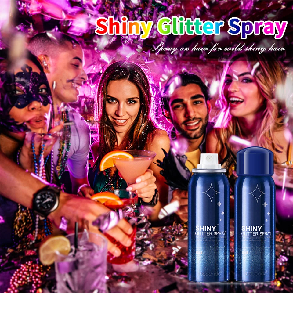 60ml Shiny Silver Glitter Spray High Gloss Glitter Powder Spray Waterproof Shiny Powder Makeup for Body Face Highlight Makeup