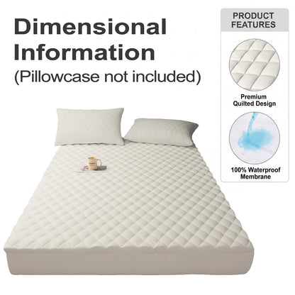 1Pc Waterproof Mattress Protector, thickened skin-friendly quilted bed cover with deep pocket, breathable bedroom bedding