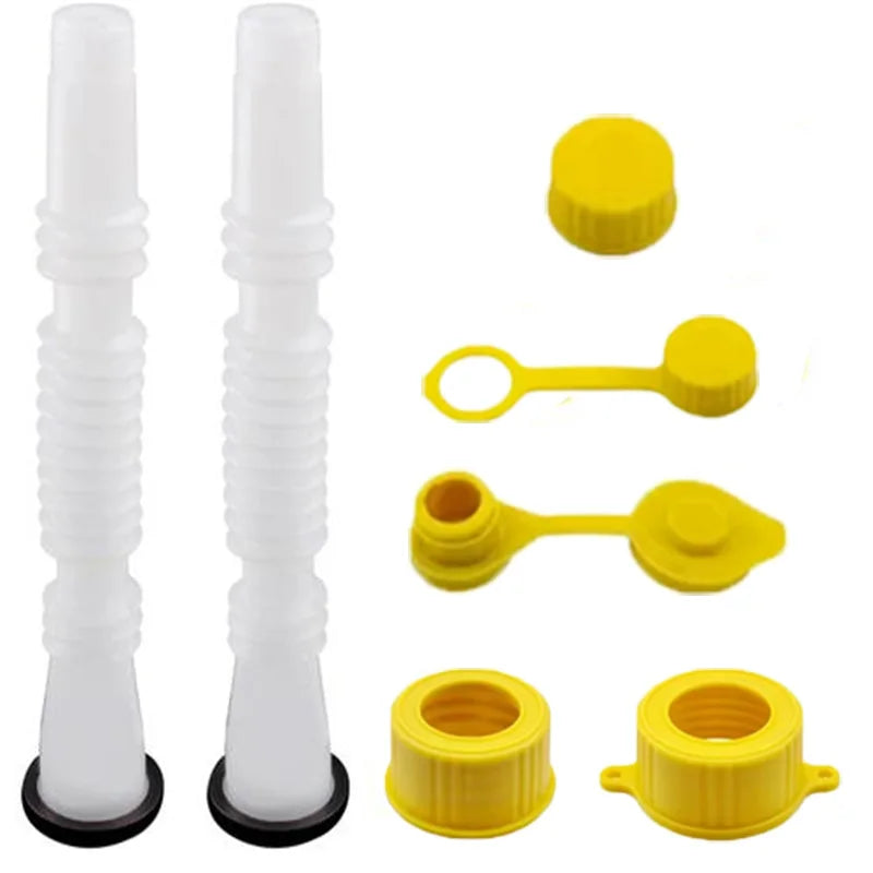 2 Tubes Gas Can Spout Replacement Car Flexible Pour Nozzles Gasket Kit with Collar Caps Stopper and Spout Cover Car Accessories