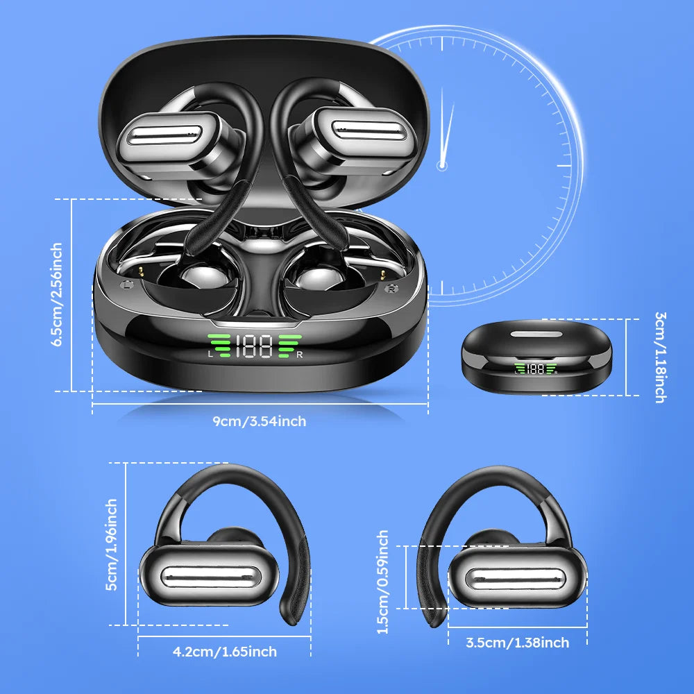 Bluetooth Earphones IPX7 Waterproof TWS Wireless Earbuds 20H Playtime Dual Wear Sport Swimming
