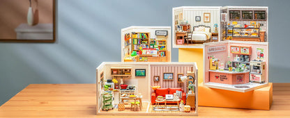 Robotime Rolife Happy Meals Kitchen DIY Miniature House Kit 3D Puzzle Building Blocks Gift Kids Adults