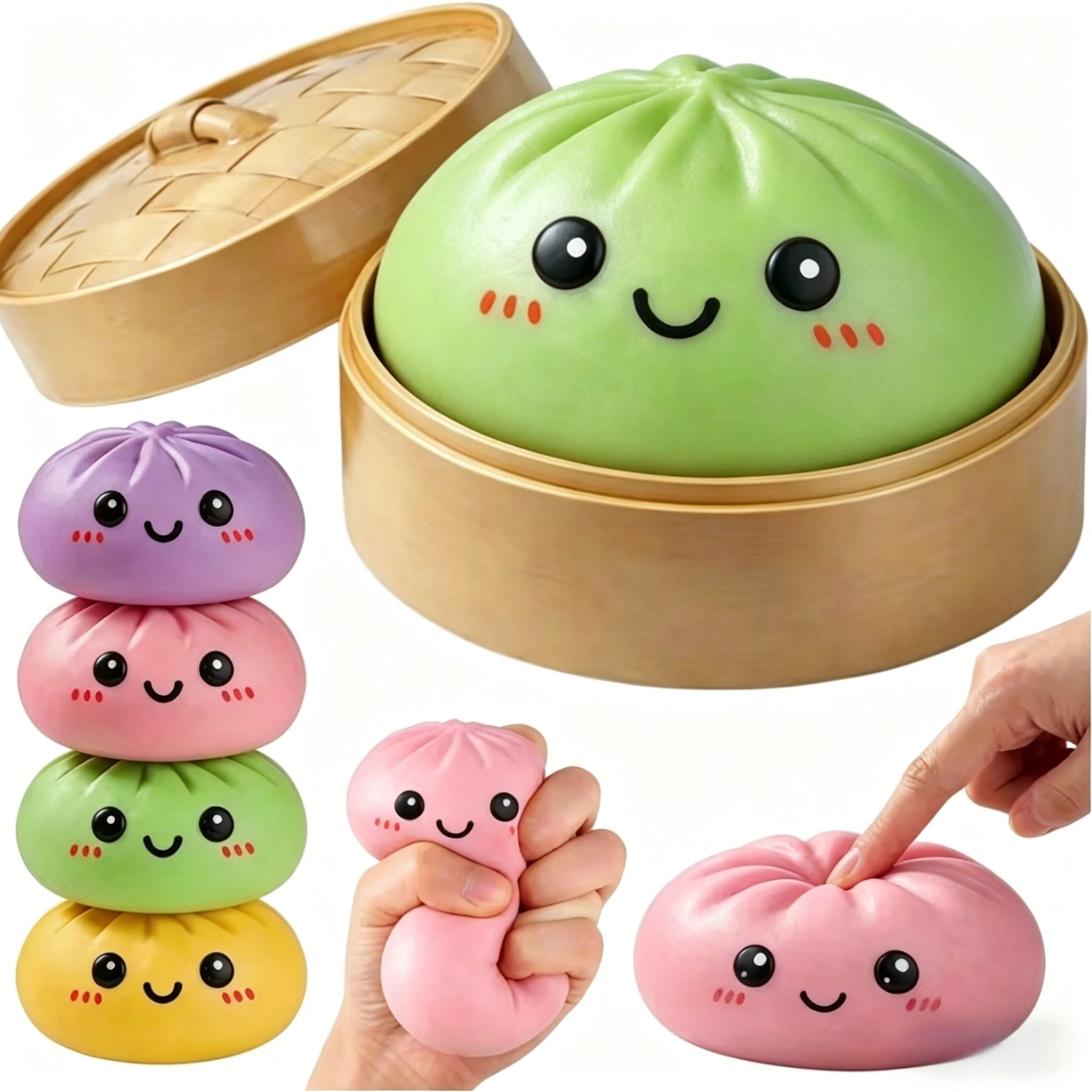 Dumpling Squishies Toy, Dumpling Squishy Mystery Box, Giant Squishies Stress Relief Toy, Super Soft Slow Rising Fidget Sensory Toys for Easter Basket Stuffers, Parties, Classroom Prizes Adults Kids.