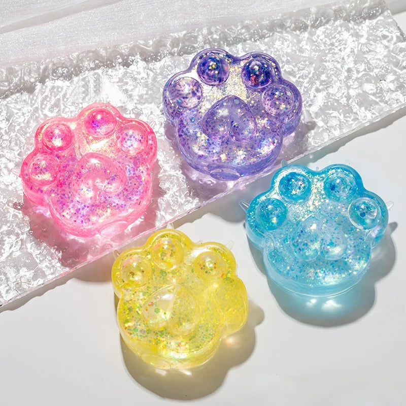 Squishy Sequin Maltose Cat Paw Slow Rebound Squeeze Toys Stress Relief Fidget Toys for Adults Decompression Sensory Toys