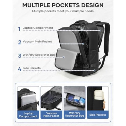 Vacuum Backpack Travel with Pumpvacuum Compression Travel Backpack Personal Item Travel Backpack with Vacuum System Large Car