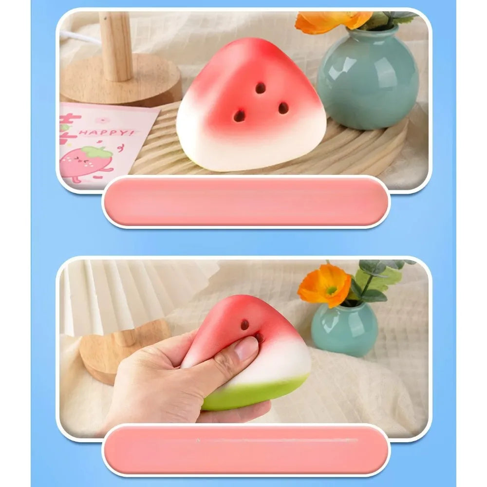 Relaxing Toy Summer Watermelon Slow Rising Squishy Toy, Cute Fruit Shape Stress Relief Decompression Toy for Back to School Season, Soft Squeeze Anxiety Release Gadget for Adults