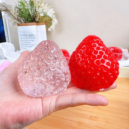 Glossy Simulation Strawberry Maltose Squeeze Toy, Shiny Soft TPR Slow Rebound Squishy Fidget Toy, Stretchable Anxiety Relief Decompression Toy for Kids & Adults, Office Home Stress Relief, Party Favors & Cute Fruit Gifts